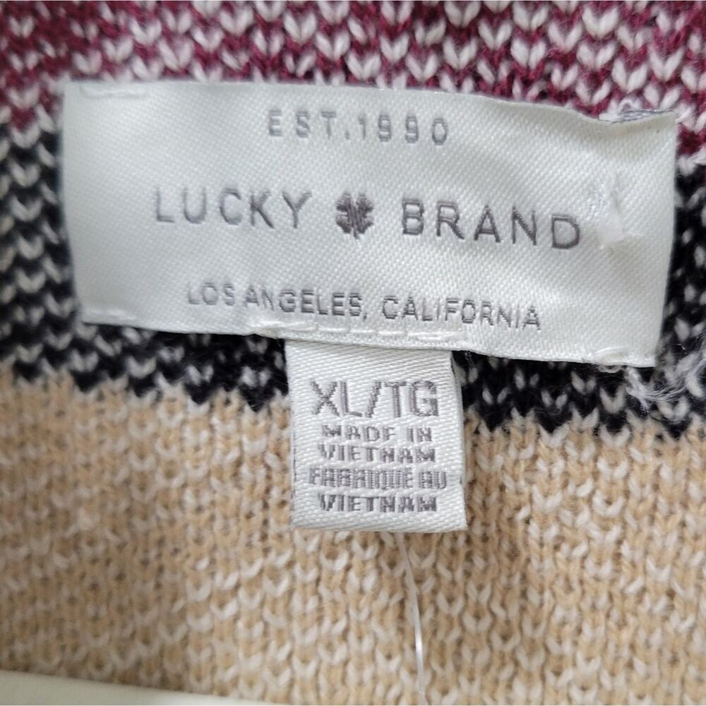 Lucky Brand Jacquard Cardigan Open Front Longline Aztec Southwest Size XL - Picture 4 of 9